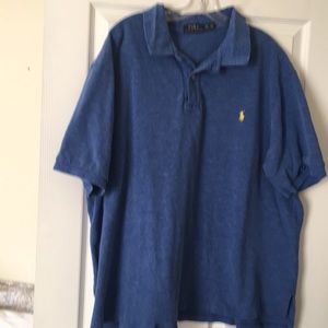 Men’s blue acid washed polo shirt